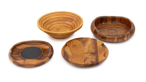 Modern Turned Wood Serving Trays and Bowls, 4