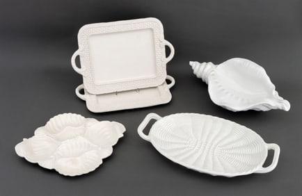 Italian White Ceramic Serving Trays, 5