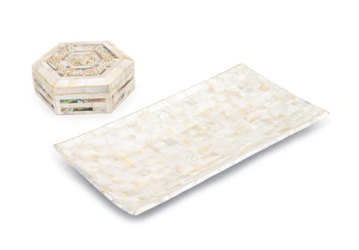 Mother-of-Pearl Desk Accessories, 2