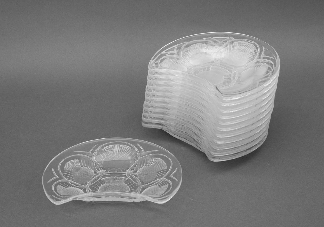 Lalique Crystal "Chardon Thistle" Salad Plates, 12 (1 of 8)