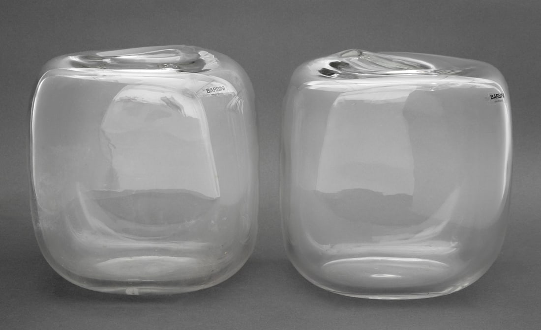 Barbini Murano Art Glass Ovoid Vases, Pair (1 of 9)