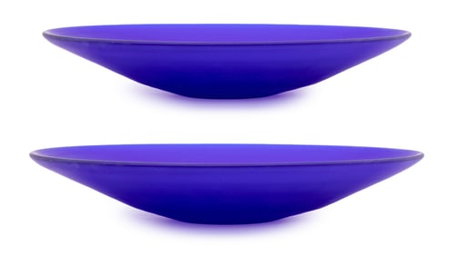 Murano Frosted Cobalt Blue Glass Bowls, 2