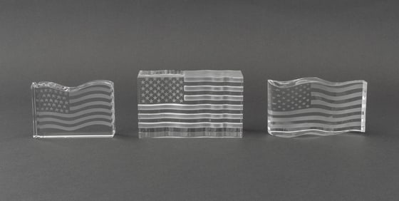 Steuben, Etc. American Flag Glass Ornaments, 3