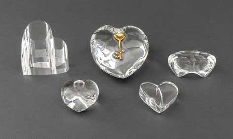 Steuben Heart Form Glass Ornaments, 5