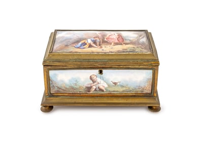 Sevres Style Gilt Metal & Porcelain Box, 19th C.
