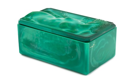Art Deco Malachite Glass Covered Box