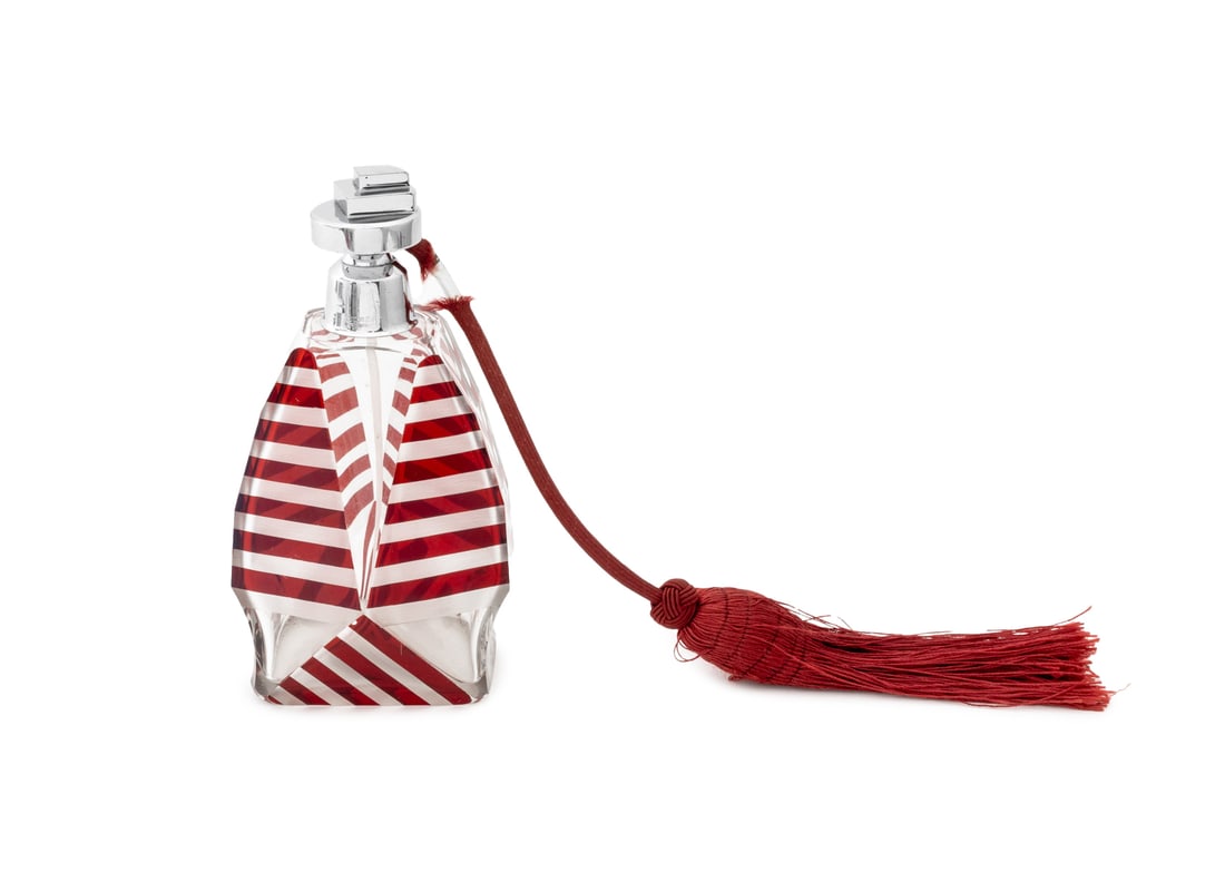 French Art Deco Clear and Ruby Cut Glass Atomizer (1 of 9)