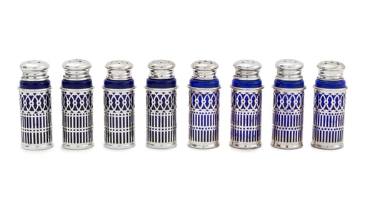 Cobalt Blue Glass Salt and Pepper Shakers, 8 Pcs