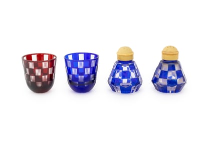 Checkered Art Glass Tableware, 4 Pcs.