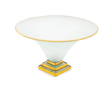 Annieglass Gilt & Frosted Glass Centerpiece, 1988
