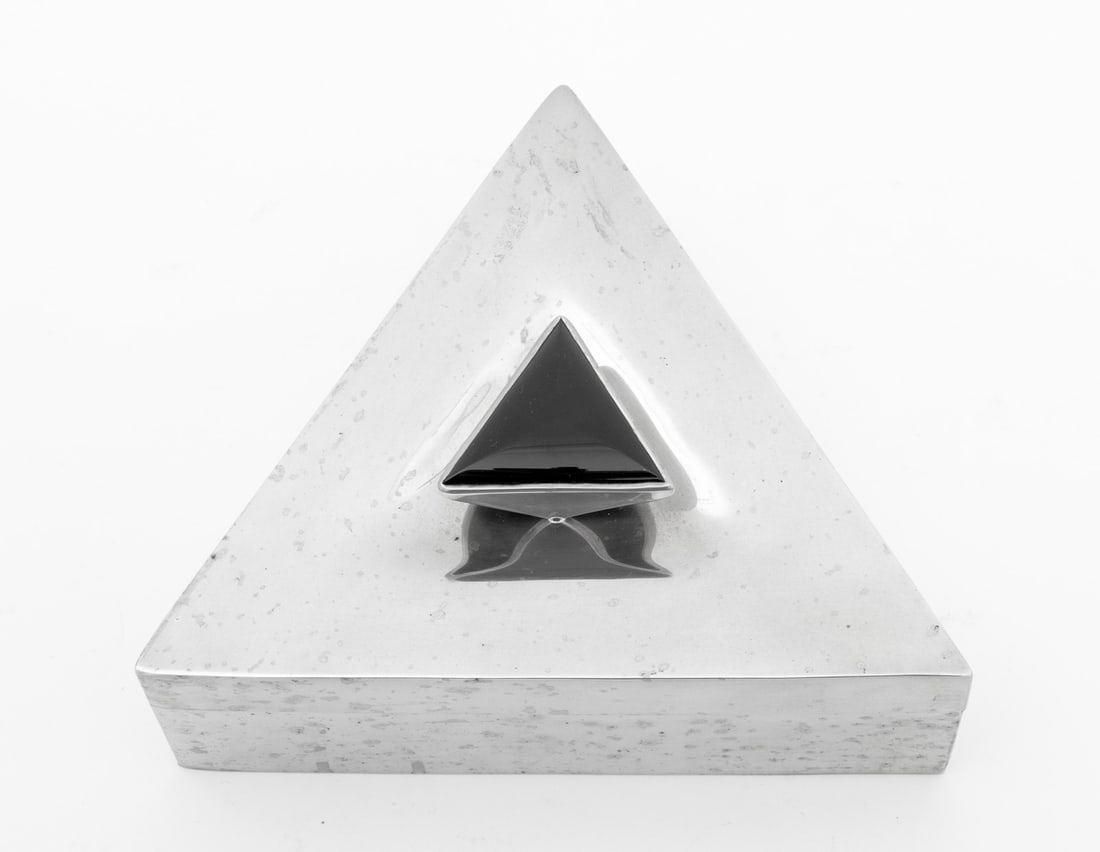 Art Deco Style Pewter Triangular Covered Box (1 of 9)