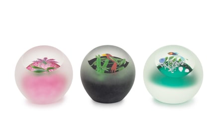 Steven Correia Art Glass Paperweights, 3
