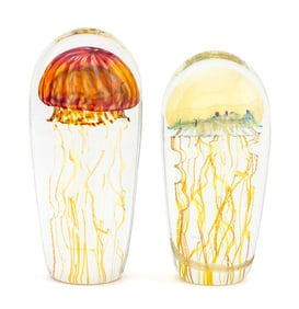 Richard Satava Jellyfish Art Glass Paperweights, 2