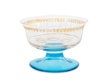 Modern Judaica Art Glass Footed Compote