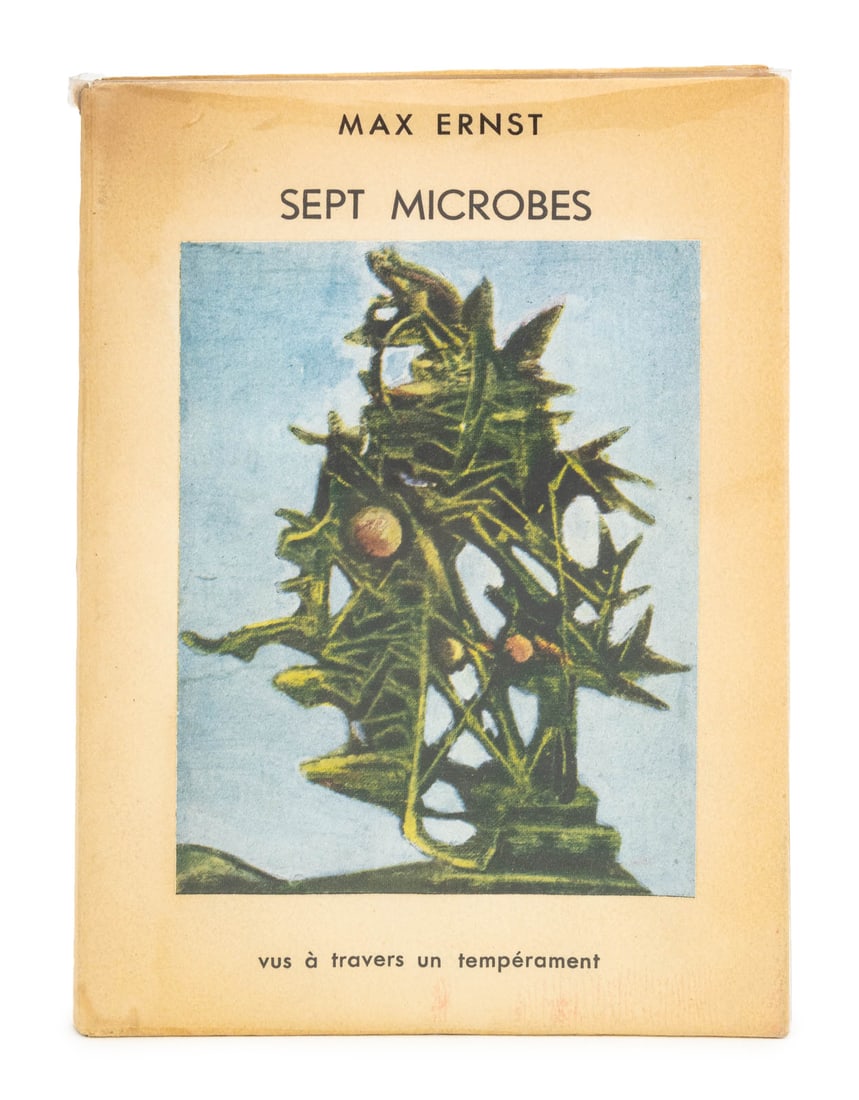Max Ernst "Sept Microbes", 1953: Ernst, Max, "Sept Microbes: Vus a Travers Un Temperament", Paris: Les Editions Cercle des Arts, 1953, first edition, numbered edition 1052/1100. 7.5" H x 5.25" W x 0.75" D. Provenance: From the Collec