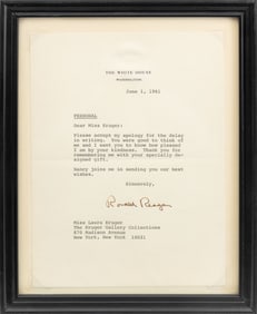 Ronald Regan Signed Typed Letter, 1981