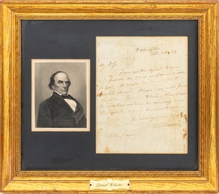 Signed, Etc. Daniel Webster Letter & Engraving