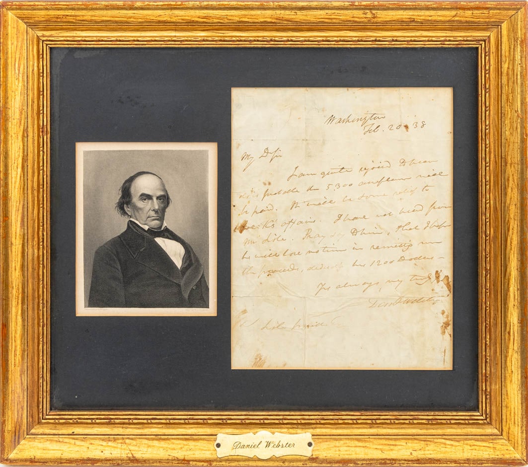 Signed, Etc. Daniel Webster Letter & Engraving (1 of 8)