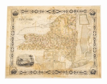 "Map of the State of New York" Engraving, 1852
