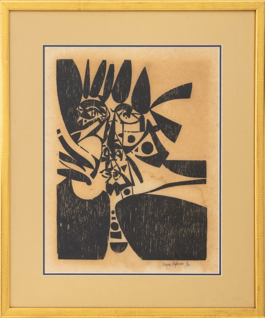 Varujan Boghosian "Mask" Woodblock Print (1 of 5)