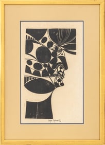 Varujan Boghosian "Profile" Woodblock Print