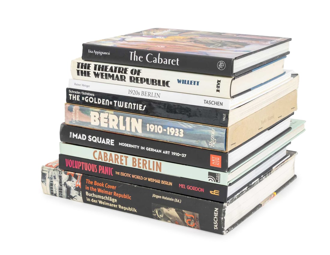 Books on German Modern Art and Weimar Republic, 9: Collection of Nine Books on German Modern Art and The Weimar Republic, comprising: "The Cabaret", Appignanesi, Lisa, "Berlin 1910-1933", Roters, Eberhard, with slipcase, "1920s Berlin", Metzger, Raine