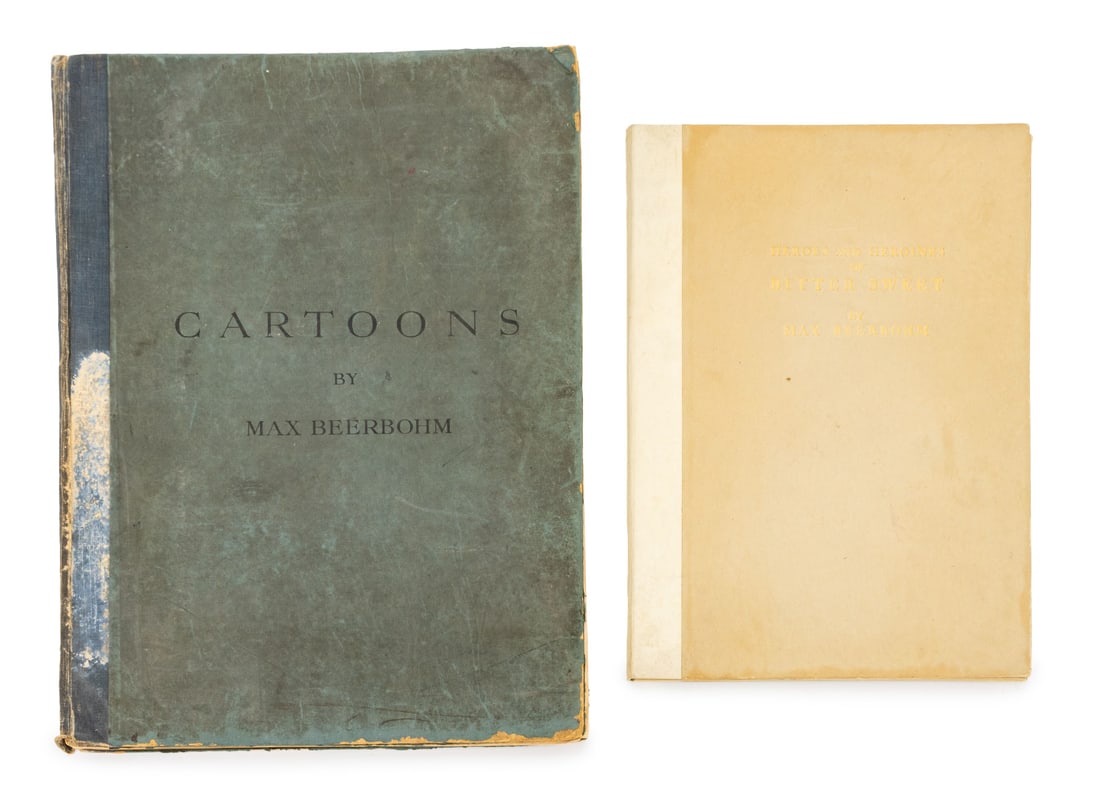 Max Beerbohm Portfolios, 2: Max Beerbohm (English, 1872-1956), Two Portfolios, comprising: "Heroes and Heroines of Bitter Sweet", five offset lithographs and one printed letter from the artist, numbered edition "172/900", in gra