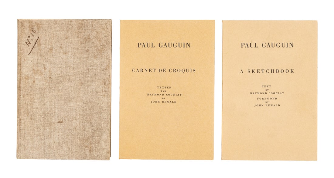 "Paul Gauguin: A Sketchbook", 1962: "Paul Gauguin: A Sketchbook", Cogniat, Raymond, New York: Hammer Galleries, published in France, 1962, one English edition, one French, and a reproduction of Paul Gauguin's sketchbook, together with s
