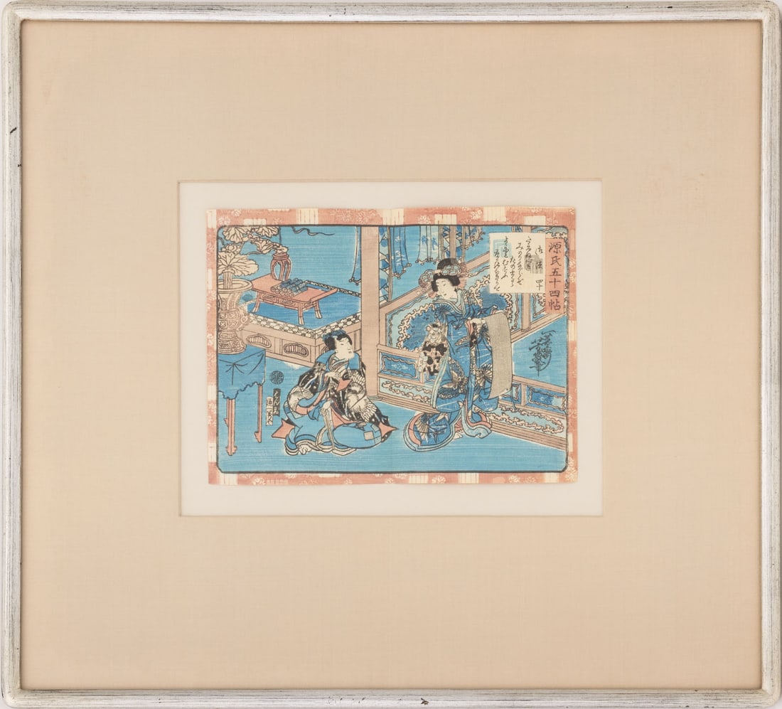 Japanese Two Women in an Interior Scene Woodblock (1 of 6)