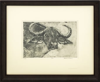 Karla M. Parker "Cape Buffalo" Etching, 2004