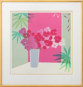 Illegibly Signed Flowers by the Window Screenprint