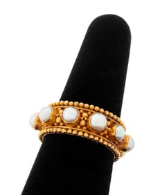 22K Yellow Gold Mabe Pearl Eternity Band