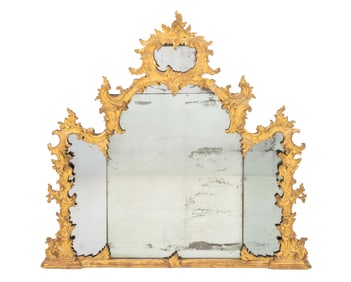 Rococo Giltwood Overmantel Mirror, mid 18th C.