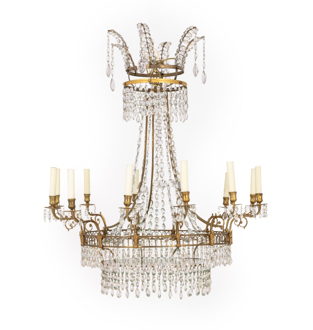 Swedish Neoclassical Crystal 12-Branch Chandelier (1 of 12)