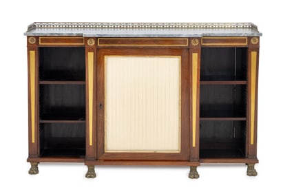 Regency Rosewood Breakfront Library Cabinet
