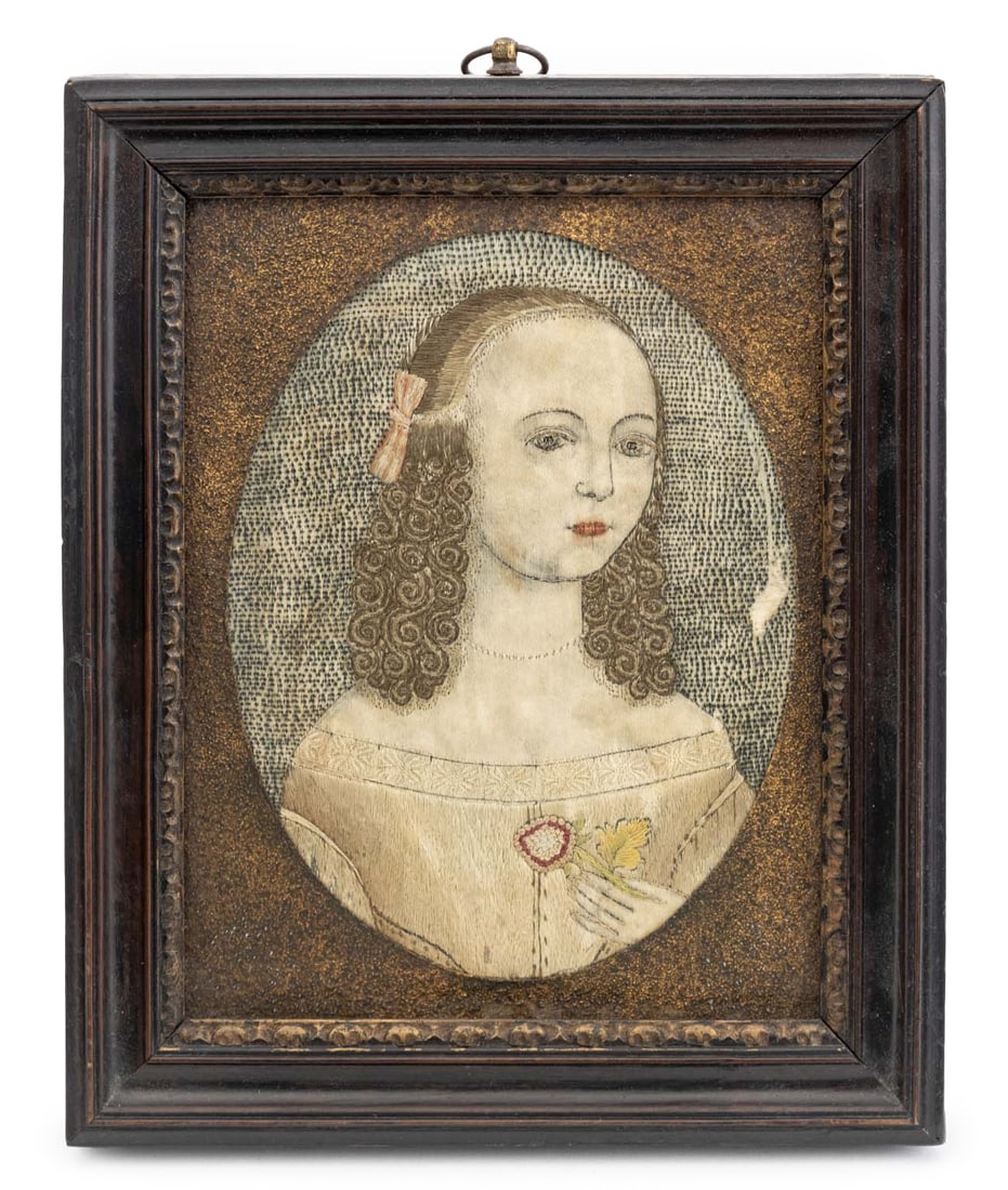 Portrait of a Young Lady Silk Embroidery, 17th C. (1 of 6)