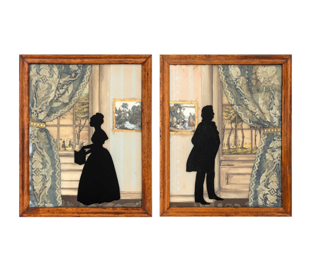 Georgian Couple Reverse Painted Silhouettes, Pair (1 of 12)