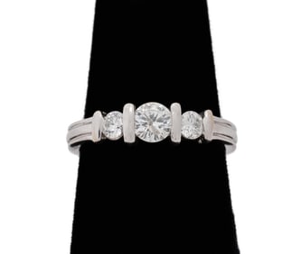 18K White Gold Diamond Three Stone Ring