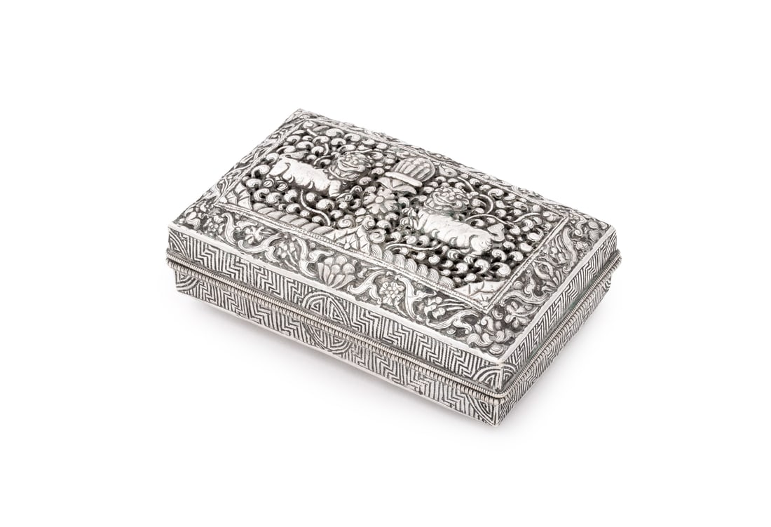 Chinese Export Silver Rectangular Jewelry Box