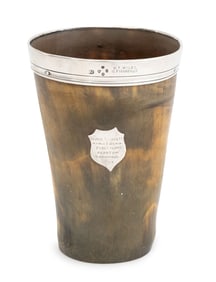 George V Sterling Silver Mounted Horn Beaker