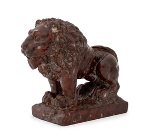 Italian Rosso Antico Marble Lion Sculpture