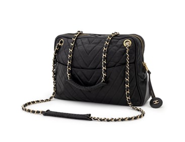 Chanel Chevron Quilted Black Leather Handbag