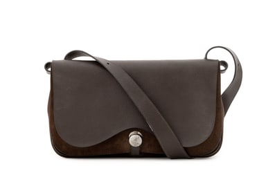 Hermes Brown Leather and Suede Handbag