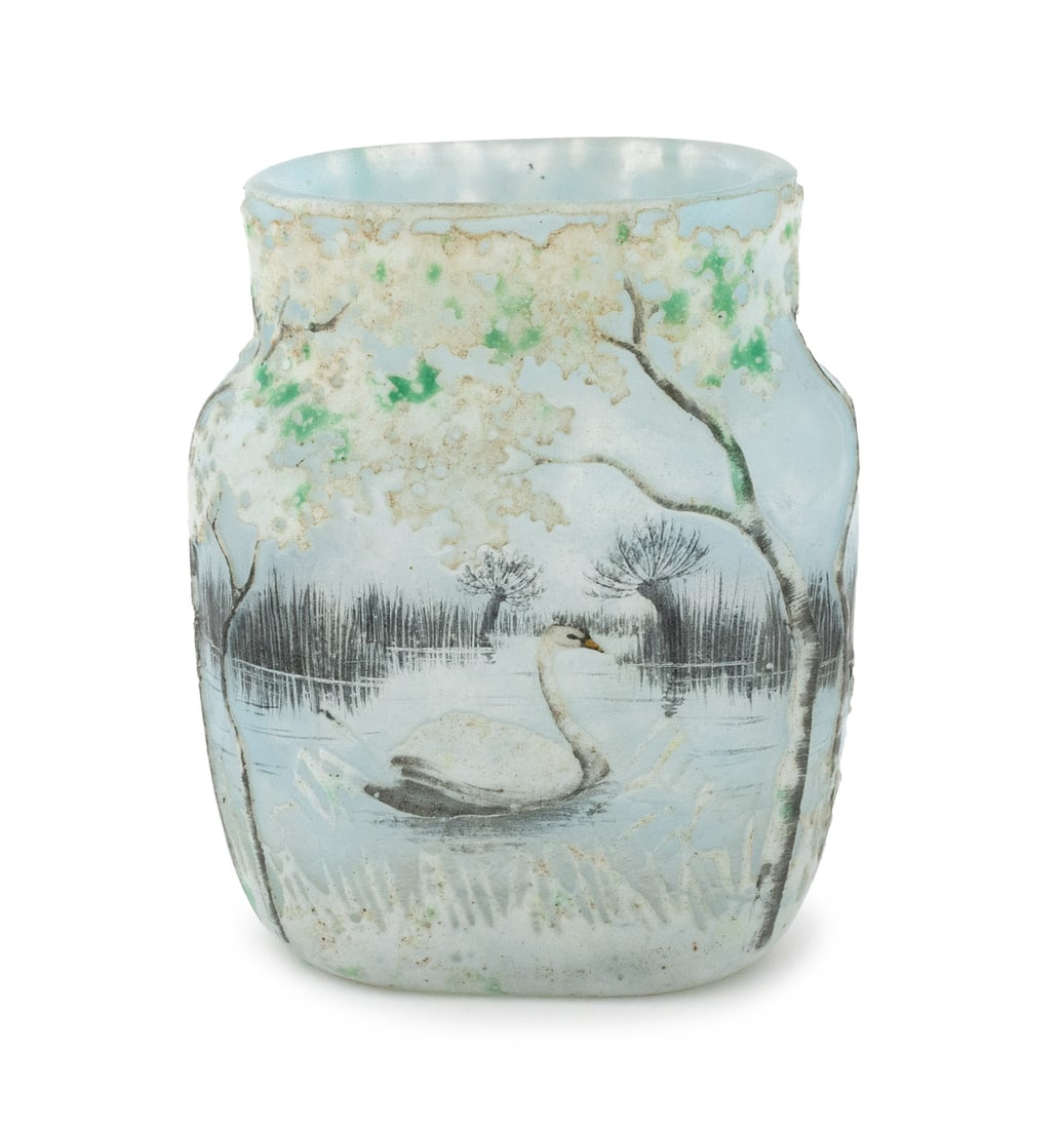 Daum Nancy Swan Lake Motif Cameo Glass Vase (1 of 8)