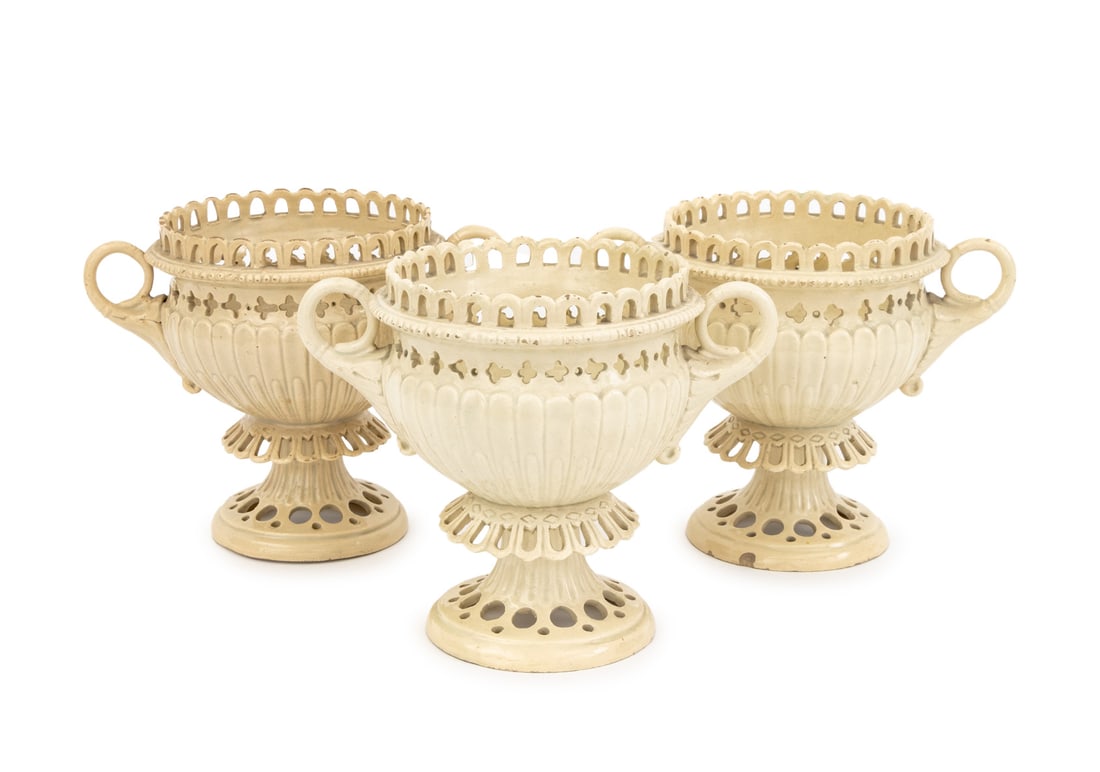 Continental Creamware Topiary Baskets, 3 (1 of 6)