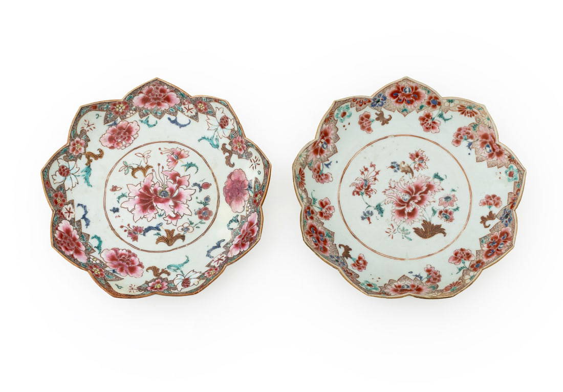 Chinese Export Famille Rose Porcelain Plates, Pair