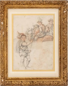 Federico Zuccaro Attr. Figure and Horsemen Chalk