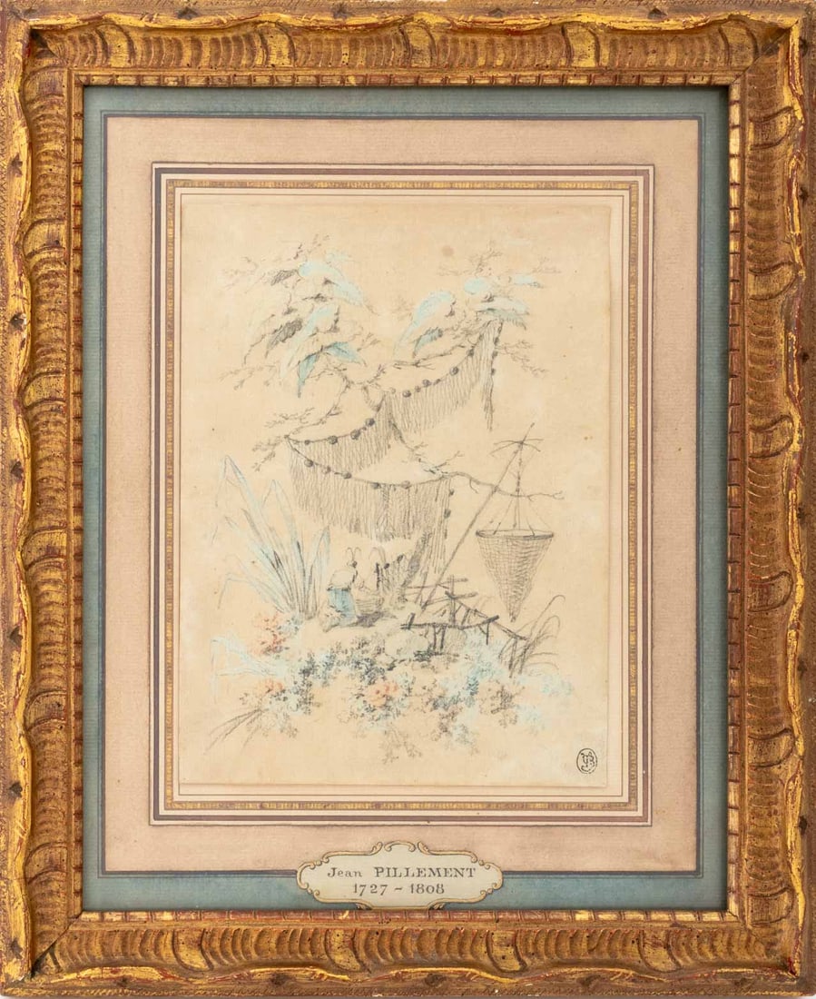 Jean Pillement Landscape Scene Chalk & Watercolor (1 of 8)