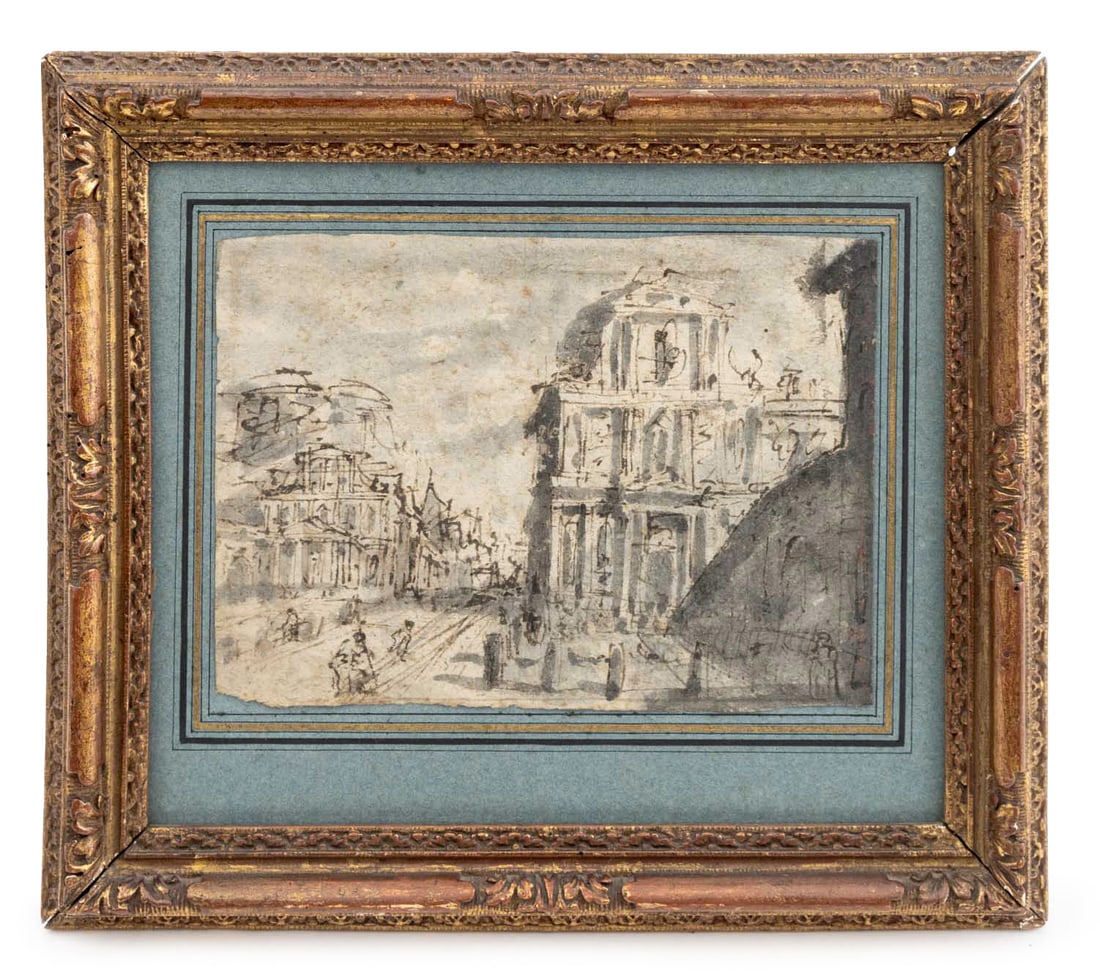 Venetian School Scene of St. Marks Ink, 18th C. (1 of 11)