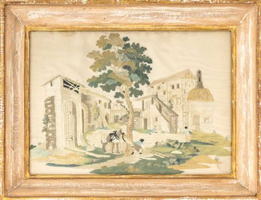 George III Castle Scene Silk Needlework